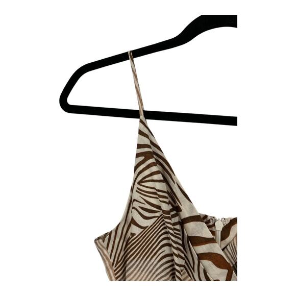 Reiss Dress Rosie fitted animal print midi beige brown size 0 - Picture 3 of 7